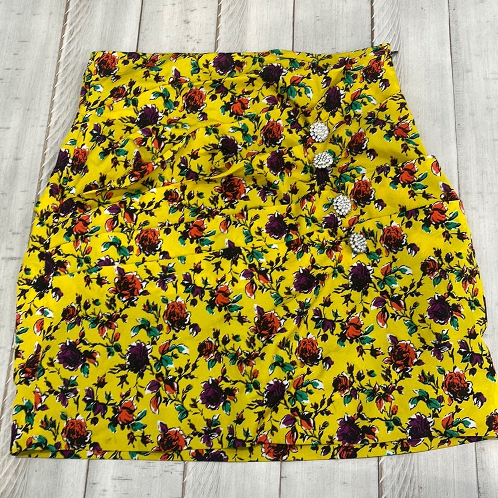 yellow floral skirt